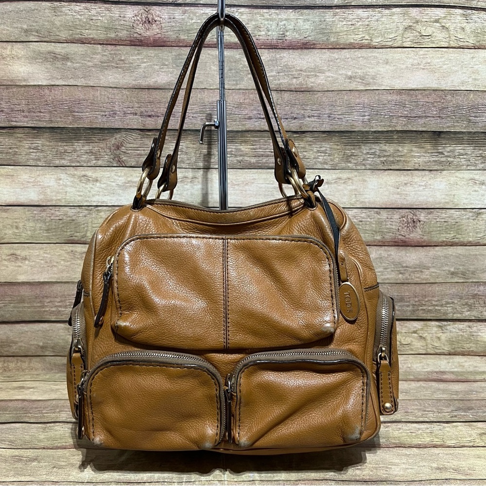 Tod’s Tan Leather Multi Pocket Satchel